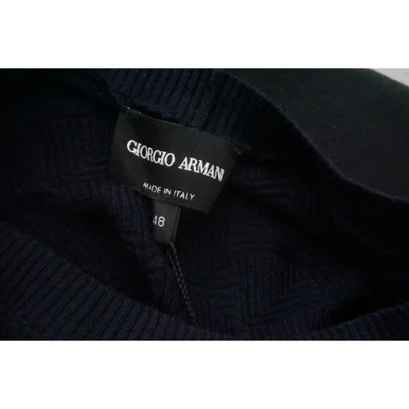Giorgio Armani Cashmere Blend Navy Blue Woven Sweater Sz 38 BRAND NEW